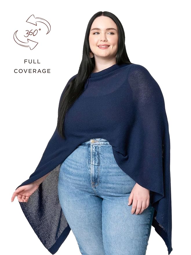 We are Amma | The Cocoon™ - Newborn Essentials Must Haves: Nursing Cover for Breast Feeding Essentials | Nursing Sweater Used as Breastfeeding Cover (Navy, Plus Size)