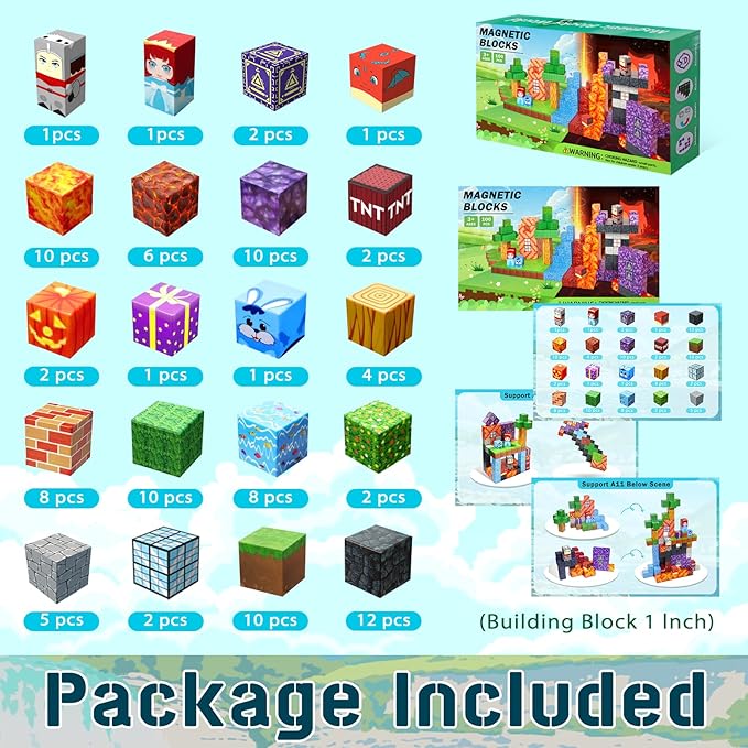 Magnetic Blocks, 1-inch Size Building Toys,Magnetic Cubes Building Blocks Toys for Halloween Christmas Birthday Gift - STEM Sensory Toys for 3+ Years Old Girl Boys