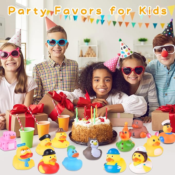 Jeep Ducks Assortment - 110 Packs Small Rubber Duckies for Toddler Baby Bath Toys, Floater, Pool Toys, Kids Party Favors with Mesh Carry Bag