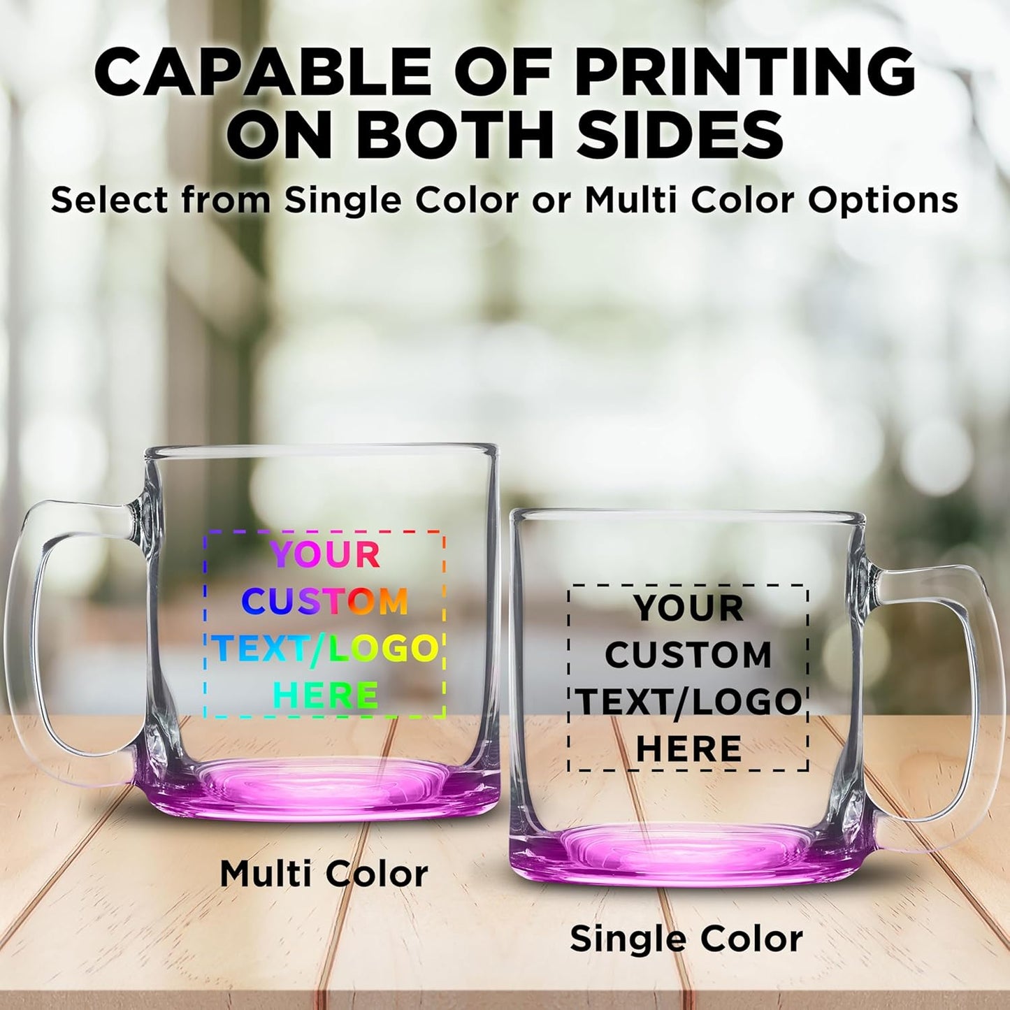 DISCOUNT PTOMOS Custom Small Glass Coffee Mugs 9 oz. Set of 10, Personalized Bulk Pack - Perfect for Coffee, Tea, Espresso, Hot Cocoa, Other Beverages - Pink