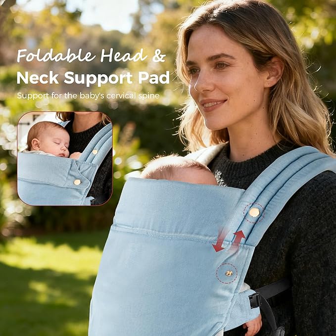 Baby Carrier Newborn to Toddler- Ergonomic,Cozy and Lightweight Infant Carrier for 7-40lbs,3 Carry Positions Newborn Carrier,Denim Blue