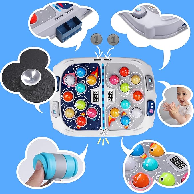 2-Player Whack Game Mole Toy for Kids Ages 3+, 11x15in Early Learning Toy with Lights & Sounds, Interactive Pounding Bench with 9 Speed Levels, Perfect for Families with Multiple Kid of Different Ages