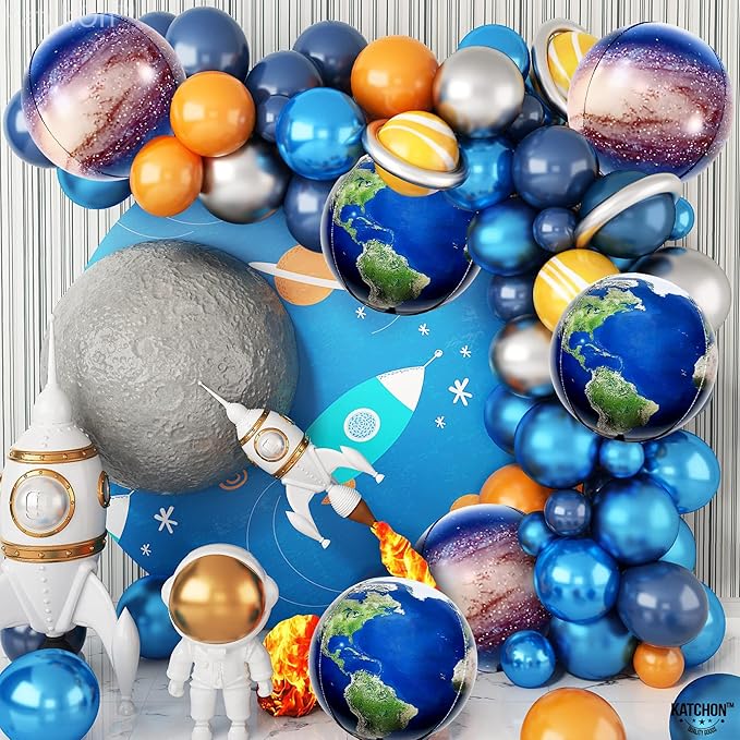KatchOn Globe and Galaxy Balloons - 22 Inch, Pack of 6 | Earth Day Decorations | World, Planet Balloons for Travel Themed Party Decorations