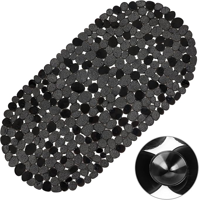 Vannokor Bathtub Mats for Bathroom 27x14 Inch, Bath Mat for Tub Feels Great on Tired Feet, Friendly Machine Washable Shower Tub Mats with 167 Big Suction Cups, Shower Mat, Bath Tub Mat, Black