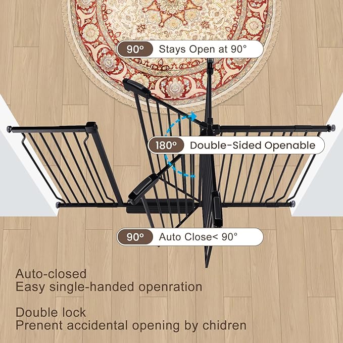 owlie 30.5" Tall Extra Wide Baby Gate 57-66 Inch Black