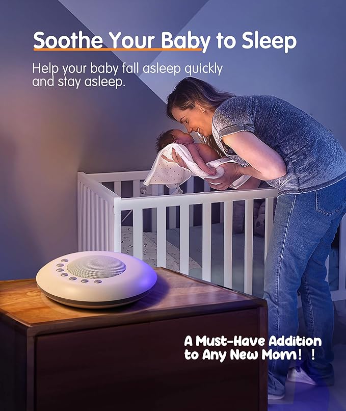 FamiSym White Noise Sound Machine,28 Soothing Natural Sounds 32 Level Volume 3 Timer Memory Function,Rechargeable Battery,Sleep Sound Machine for Baby Kids Adults