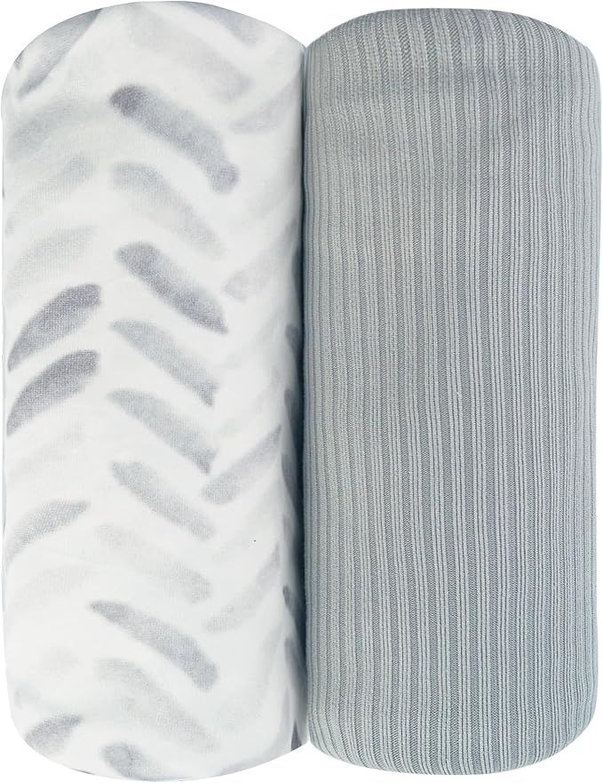 Jersey Swaddle Blanket, Ultra Soft Stretchy Receiving Blanket, Newborn Swaddle Wrap for Boys & Girls, 40 x 30 inches, 2 Pcs