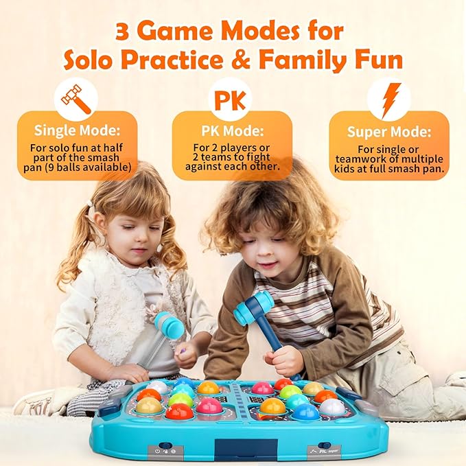 Whack a Mole Game, Toys for 3 4 5 6+ Year Old Boys Girls, Whack a Game for Kids, Gifts for 3-12 Year Old Boys Girls, Interactive Educational Toys with Double Hammers Sound and Light