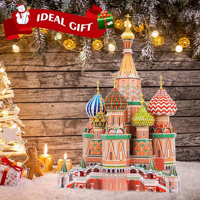 3D Puzzles for Adults & Kids St. Basil's Cathedral Building Set, Russia Cathedral Architecture Craft Model Kits, Educational 3D Jigsaw Puzzle Toy Birthday for Teens Boys Girls, 231 PCS