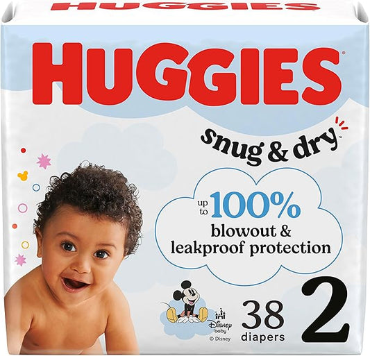 Huggies Size 2 Diapers, Snug & Dry Baby Diapers, Size 2 (12-18 lbs), 38 Count, Packaging May Vary