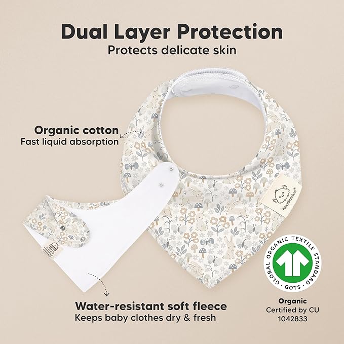 8-Pack Organic Baby Bandana Bibs for Girls - Super Absorbent Triangle Baby Bibs for Drooling and Teething Infant, 100% Cotton Extra Soft for Newborn, Infant 0-36 Months (Prairie)