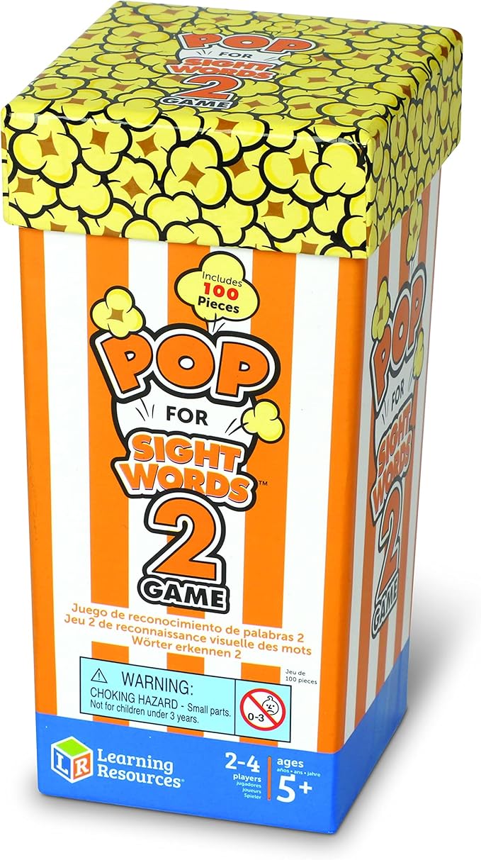 Learning Resources Pop for Sight Words 2 Game, Homeschool, Early Vocabulary and Phonics Classroom Game, 100 Pieces, 2-4 Players, Ages 5+