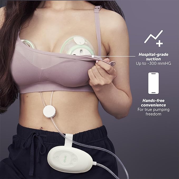 Elvie Stride Hospital-Grade, App-Controlled Breast Pump - Hands-Free, Wearable, Ultra-Quiet & Electric with 2-Modes, 10-Settings & 5oz Capacity per Cup