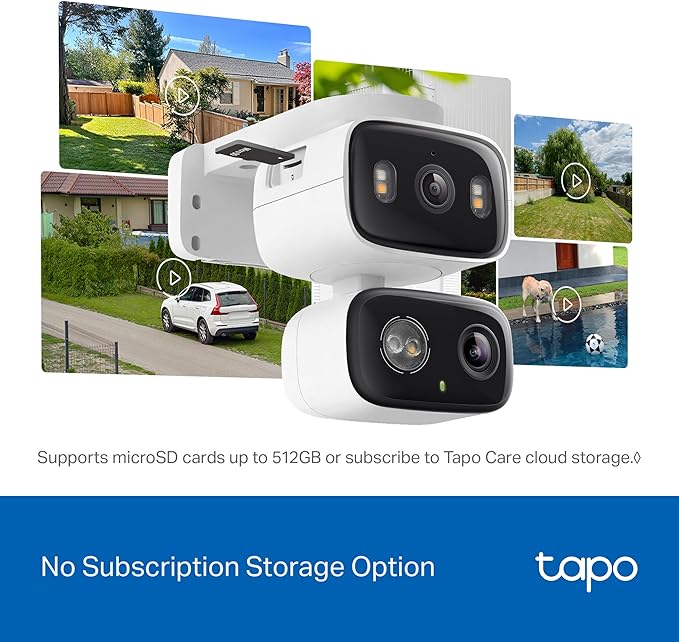 Tapo 2K 3MP Indoor/Outdoor Dual Lens Pan/Tilt Security Camera – 125° Wide-Angle + 6mm Telephoto, Free Person/Vehicle Detection, 360° View, SD/Cloud, Works w/Alexa & Google Home – HybridCam Duo