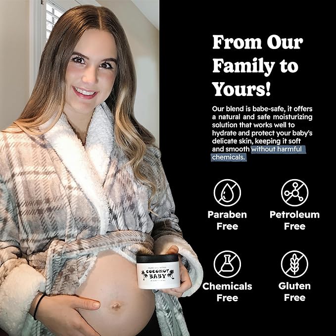 Coconut Essentials COCONUT BABY Oil, Natural & Organic Moisturizer for Newborn Sensitive Skin, Eczema & Psoriasis Relief, Hair Oil for Cradle Cap Treatment, Unscented, Sunflower & Grape Seed 8 fl oz