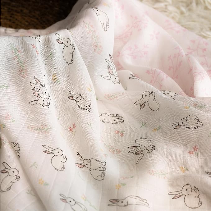 GLLQUEN BABY Receiving Blanket Boy Cotton Muslin Swaddle Blankets Girl Newborn Squares Breathable & Soft Thin Baby Blankets Cloths Double Absorbent Infant Swaddling Wrap - 6 Pack (Looking for Spring)