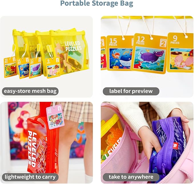 TOI Leveled Puzzles for Kids Aged 2.5 and Up, Toddler Puzzle Preschool Learning Jigsaw Puzzles, Large Pieces Educational Game for Boys Girls, Classic Education Step 2