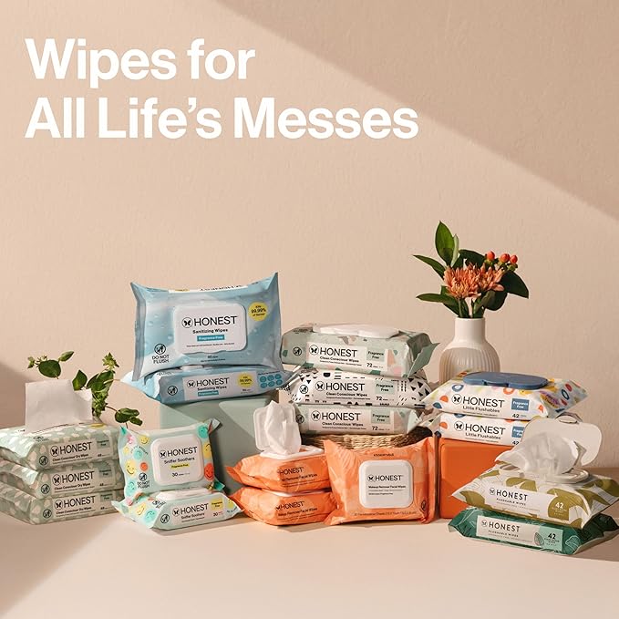 The Honest Company Clean Conscious Multi-Use Wipes, Unscented Hypoallergenic Baby Wipes for Sensitive Skin, 99% Water Plant-Based Compostable Wipes, Pattern Play, 720 Count