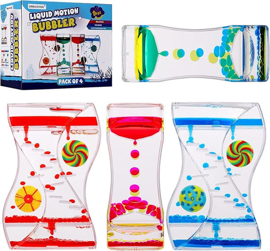 XINBAOHONG Liquid Motion Bubbler Sensory Toy for Kids and Adults 4-Pack，Calming Stress Relief Fidget Toys for ADHD Autism, Office Desk Decor