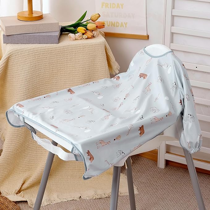 Happy Flute Long Sleeve Baby Bib-Mess Proof Baby Feeding Bibs with Adjustable Design for Babies during Eating or Highchair