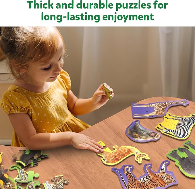 Skillmatics Step by Step Puzzles - 40 Piece Jigsaw & Toddler Puzzle, Montessori Educational Toy for Boys & Girls, Wild Animals, Travel Friendly, Gifts for Kids Ages 3, 4, 5 and Up