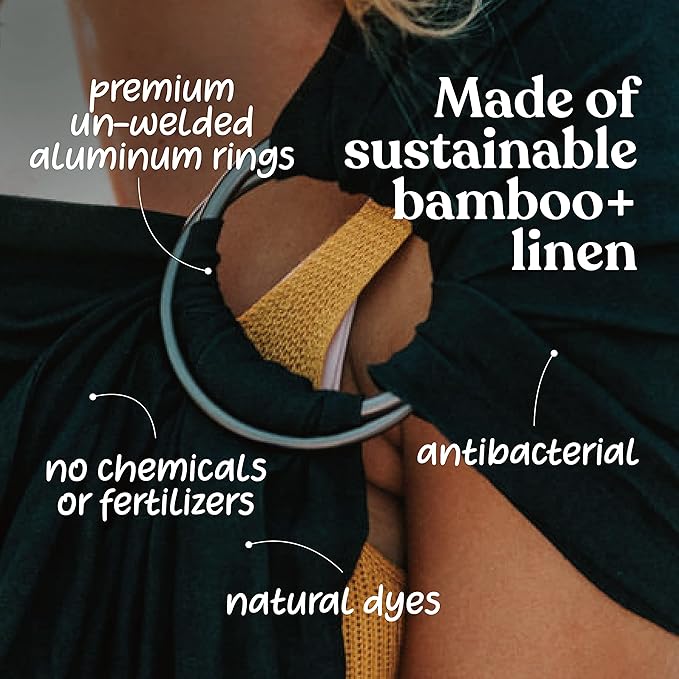 Nalakai Luxury Ring Sling Baby Carrier, Soft Linen Blend Baby Sling, Baby Wrap, Wear Your Little One Close to Your Heart, Longer Length