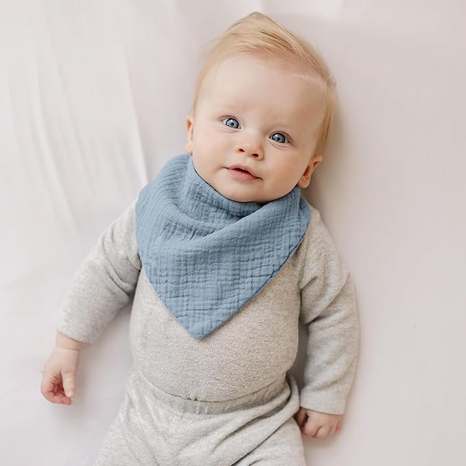 Konssy 8-Pack Muslin Baby Bibs, Absorbent Bandana Drool, 100% Cotton Unisex Baby Bibs for Teething and Drooling