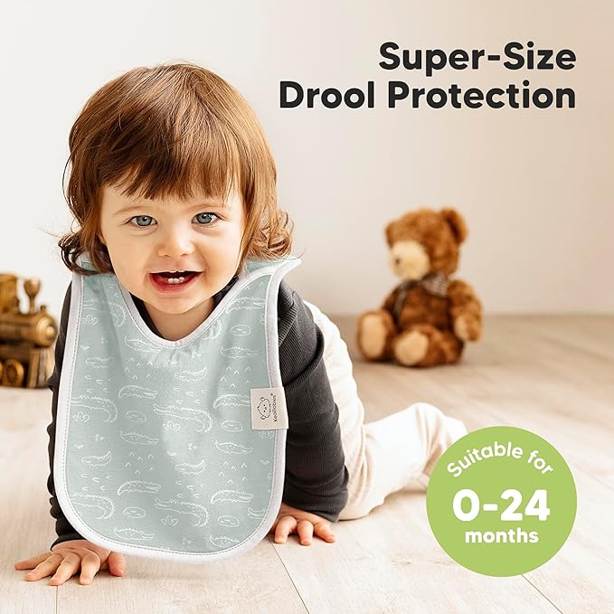 8-Pack Baby Bibs for Boys, Girls - Pullover Bibs for Drooling Teething Baby Girl & Boy Toddler, Newborn, Soft & Absorbent, Cute Colors, Large Torso Coverage Keep Infant Clean & Dry (Wilderness)