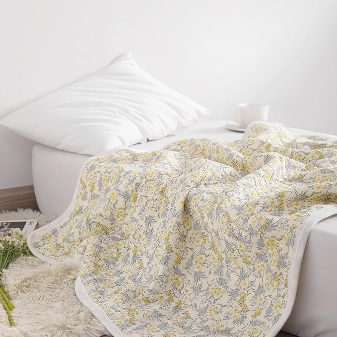 NTBAY Jersey Cotton Quilted Toddler Blanket, Breathable and Warm for Boys and Girls Baby Blanket, 30x40 Inches, Purple Floral