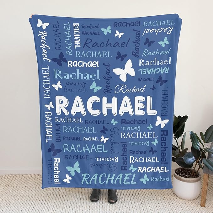 Personalized Throw Blanket with Name Custom Blankets Customized Baby Blanket for Girls Kids Adult Birthday Gift
