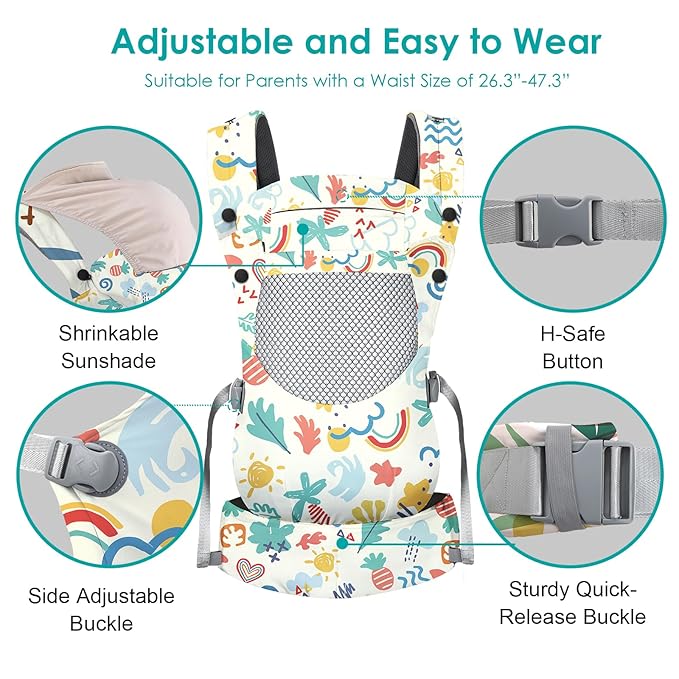Infant Baby Front Carrier, Toddler Body Carrier, 7-66 Lbs Ergonomic Design, Lumbar Support, Lightweight Baby Chest Carriers (3-36 Months)