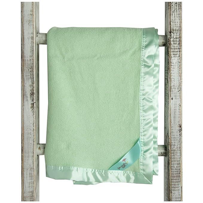 Bamboo Rayon Soft Light Green Toddler Security Blanket - Lime Green Baby Blanket with Satin Edging - Perfect for Naps, Car Carrier, Stroller Rides and Travel - 34 x 47 inches - Newborn Baby Blankie