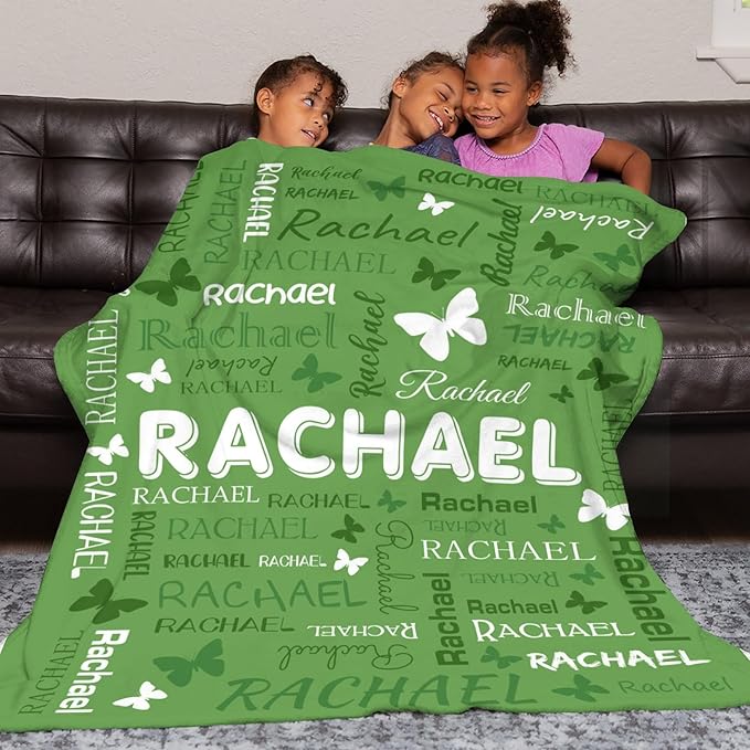 Personalized Throw Blanket with Name Custom Blankets Customized Baby Blanket for Girls Kids Adult Birthday Gift