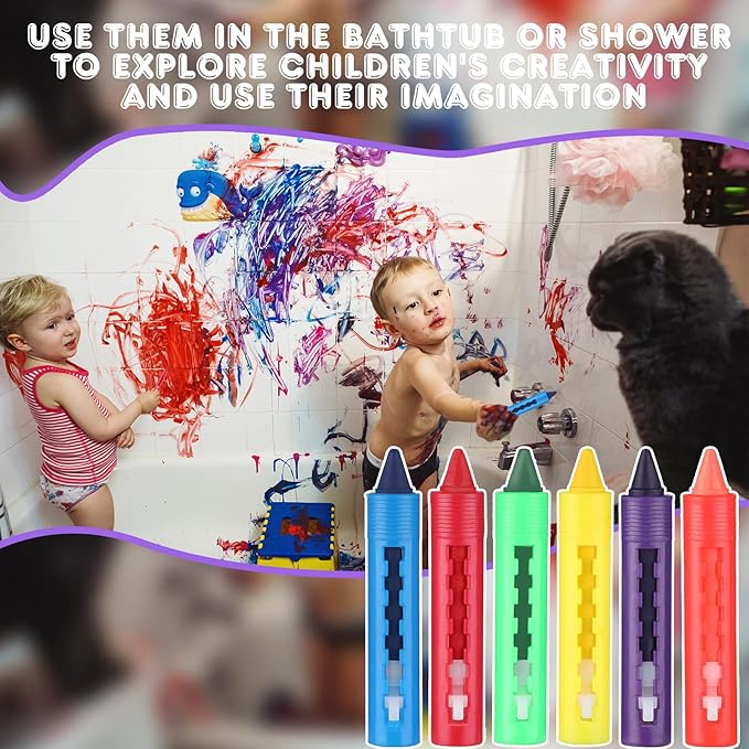 Crtiin 18 Pieces Bath Bathtub Crayons Washable Easy Clean Bathtime Crayons Colorful Bathtub Shower Markers Toys Bath Paint for Toddlers Kids