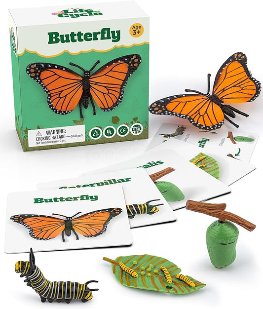 Life Cycle Kit Montessori - Realistic Figurine Toys, Kids Animal Matching Game with Butterfly, Catterpilar & More - Stocking Stuffers Science,Fun for Learning & Education Toys, for Children 3+