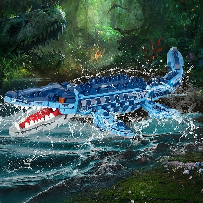 805 Pcs Mosasaur Dinosaurs Building Set,Sea Creatures Creativit Model Building Kit,STEM Dinosaur World Park Building Toy,DIY Functional Sea Scene Display,Christmas Birthday Gifts for Boys,Teens,Adults