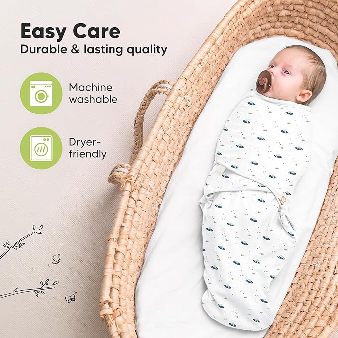 3-Pack Organic Baby Swaddle Sleep Sacks - Swaddles for Newborns, Infant 0-3 Months, Baby Girls, Boys, Soft & Snug Newborn Sleep Sack, Nursery Swaddling Blankets (Galaxy)