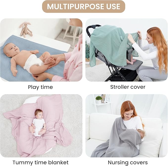 Jersey Unisex Swaddle Blanket, Ultra Soft Stretchy Receiving Blanket, Newborn Swaddle Wrap for Boys & Girls, 40 x 30 inches, 2 Pcs, Grey & Khaki