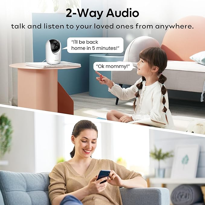 2K Indoor Cameras for Home Security - Camera with Pan/Tilt, 33ft Night Vision, 2 Way Audio, BLE Pairing - Motion Detector Indoor Wi-Fi Camera for Baby & Pet Monitor