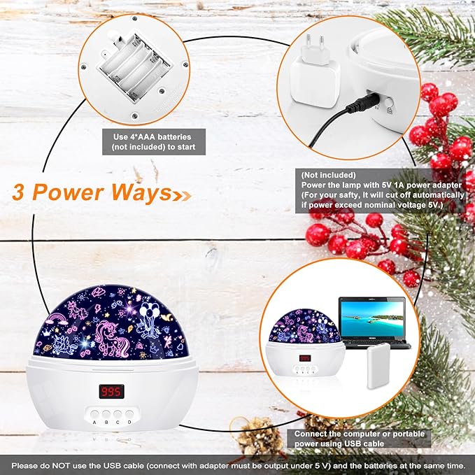 Unicorn Projector Night Light for Girls, Star Lights Projector for Ceiling Kids Bedroom Decor Gifts for 3-6 Year Old Girl Night Light Projector with Timer, Christmas Birthday Gift for Girls