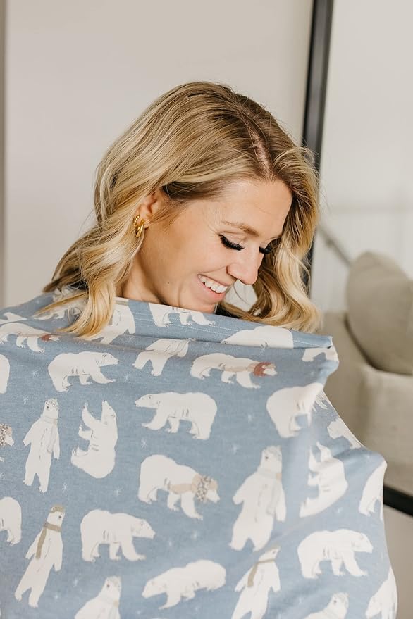 Copper Pearl Multi-Use Cover: Car Seat Covers, Nursing Cover, and Stroller Cover for Sun - Stretchy Fabric, All-Season Use, Stylish Designs, Easy Access for Moms - Polar