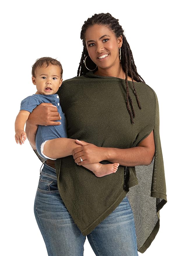 We are Amma | The Cocoon™ - Newborn Essentials Must Haves: Nursing Cover for Breast Feeding Essentials | Nursing Sweater Used as Breastfeeding Cover (Olive, Plus Size)