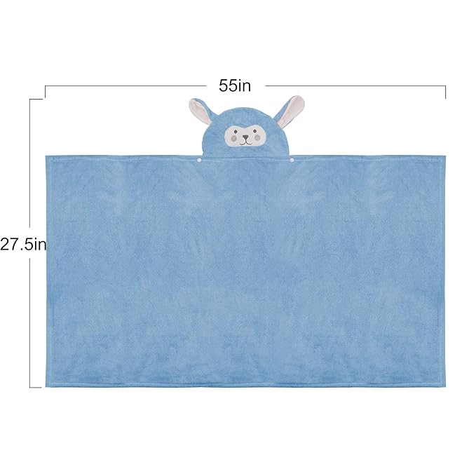 ROMASA Baby Bath Towel Hooded Ultra Soft Towel Highly Absorbent Bathrobe Blanket Toddlers Shower Gifts for Boys Girls-27.5" x 55" (Blue)