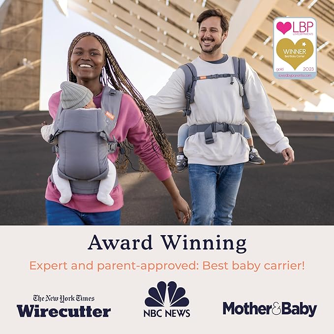 Beco Baby Carrier Gemini Newborn to Toddler - Front, Back and Hip Seat Carrier, Baby Carrier Backpack & Baby Front Carrier with Adjustable Seat, Ergonomic Baby Holder Carrier 7-35lbs (Blue Linen)
