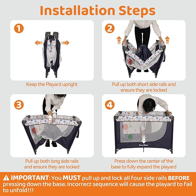 Pamo Babe Travel Foldable Portable Bassinet Baby Infant Comfortable Play Yard Crib Cot with Soft Mattress Breathable Mesh Walls, and Carry Bag Blue