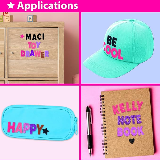 KRAFUN Black and Pink Felt Sticker Kit for Beginner Young Girls and Kids Arts & Crafts, Pack of 500+ Assorted Scrapbook Stickers Alphabets, Numbers, Fun Shapes, Preschool, Children Early Learning