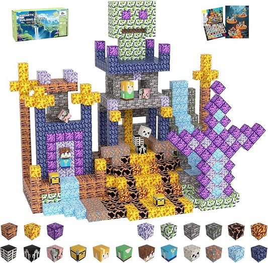 Magnetic Blocks, Magnetic Tiles Building Blocks, Magnet Cubes STEM Sensory Game Toys Christmas Birthday Gifts for Kids Boys Girls Age 3+ (Sword)