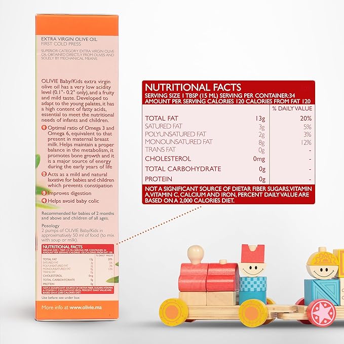 Calming Baby Oil for Newborns by OLIVIE, All Natural Colic Relief & Soothing Organic Moisturizer, Omega-3 Olive Oil Supplement for Infants, Toddlers & Kids, 250ml