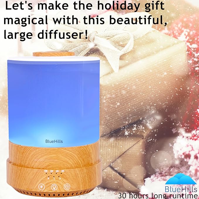 BlueHills Premium 2500 ML XL Essential Oil Diffusers for Large Room Aromatherapy Fragrance Diffuser Humidifier Combo High Mist Large air Diffuser for Essential Oils for Home Light Wood Grain F005