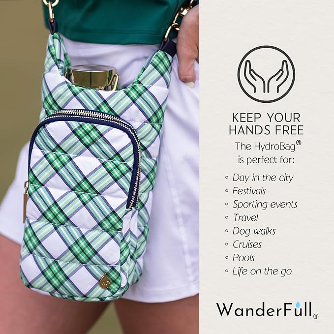 WanderFull® Original HydroBag® Collection, Water Bottle Holder w/Strap & Phone Pocket, Hands-Free Crossbody Water Bottle Bag